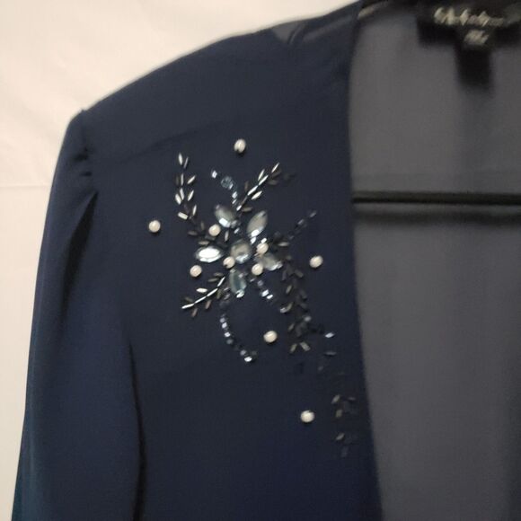 VTG Women's S.L.Fashions Two Piece Navy Flowy Maxi Formal Dress Set Sz 18W, NWOT - Picture 14 of 15